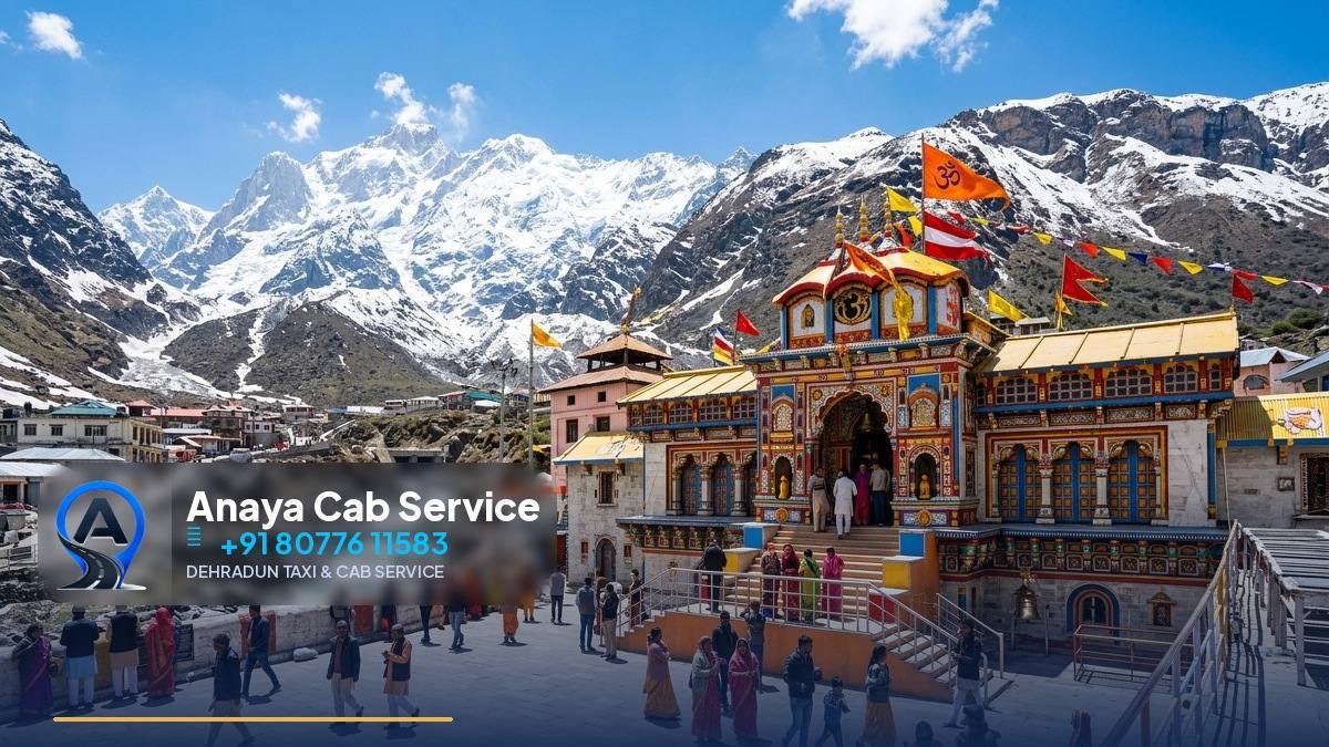 Kedarnath temple with snow-capped Himalayan peaks behind