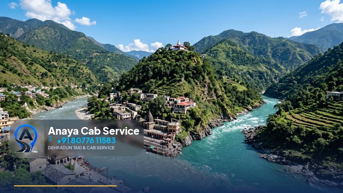 White taxi on a Himalayan road for Char Dham yatra