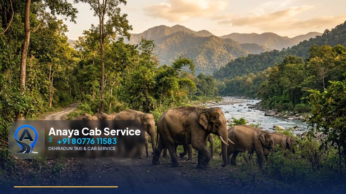 Jeep safari on a forest track in Jim Corbett