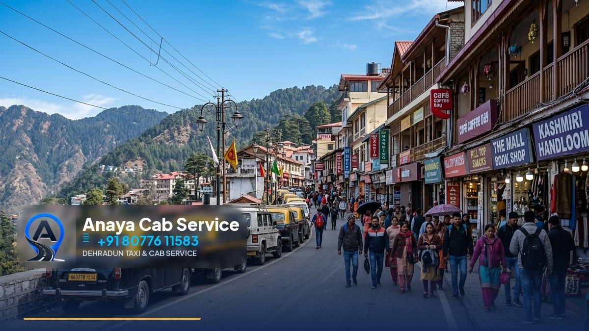 Modern SUV taxi on a Himalayan mountain road