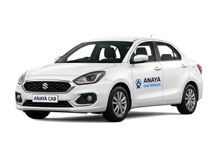 Maruti Suzuki Dzire taxi on Himalayan mountain road